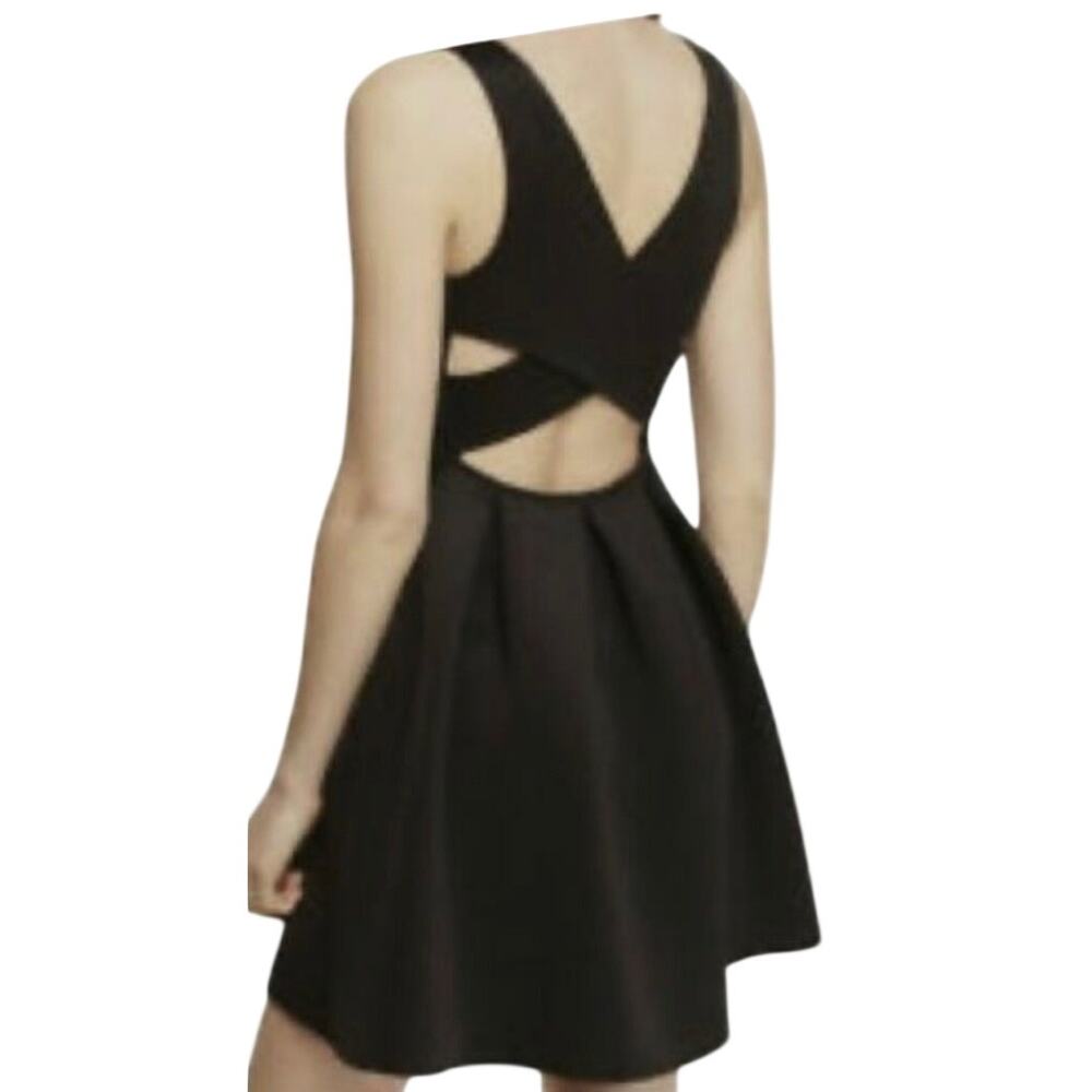Express Black satin Mini Dress Skater Sleeveless Size 0 whimsygoth gothY2k party